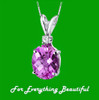 Pink Sapphire Oval Shape Diamond Accent 14K White Gold Pendant