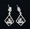 Viking Long Ship Diamond Design Small Drop Sterling Silver Earrings