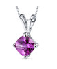 Pink Sapphire Cushion Cut 14K White Gold Pendant