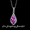 Pink Sapphire Teardrop Cut Cubic Zirconia Border Sterling Silver Pendant