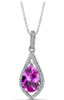Pink Sapphire Teardrop Cut Cubic Zirconia Border Sterling Silver Pendant