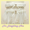 Ivory Dainty Floral Chain Organza Wedding Bridal Garter Set