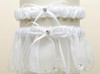 White Dainty Floral Chain Organza Wedding Bridal Garter Set