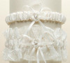 Ivory Embroidered Tulle Vines Floral Wedding Bridal Garter Set