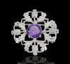 Scottish Thistle Purple Amethyst Floral Emblem Design Sterling Silver Brooch