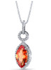 Padparadscha Sapphire Marquise Cut Cubic Zirconia Border Sterling Silver Pendant