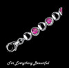 Hearts And Love Ruby Round Cut Sterling Silver Bracelet