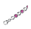 Hearts And Love Ruby Round Cut Sterling Silver Bracelet