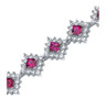 Ruby Princess Cut Round Cubic Zirconia Sterling Silver Bracelet