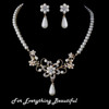 Ivory Pearl Rhinestone Floral Gold Plated Wedding Necklace Earrings Bridal Set Ivory Pearl Rhinestone Floral Gold Plated Wedding Necklace Earrings Bridal Set