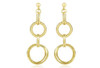14K Yellow Gold Interlinked Textured Smooth Circle Drop Earrings