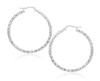 14K White Gold Textured Large Circle Hoop Earrings