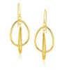 14K Yellow Gold Double Interlaced Polished Textured Drop Earrings