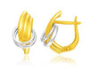 14K Two Tone Gold Double Interlinked Rings Earrings