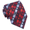 Red Shades Square Thatch Pattern Formal Wedding Straight Mens Neck Tie
