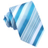 Turquoise Blue White Diagonal Stripes Formal Wedding Straight Mens Neck Tie