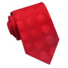 Scarlet Red Large Textured Polka Dots Formal Wedding Straight Mens Neck Tie