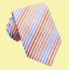 Orange Coral Lavender Diagonal Stripes Formal Wedding Straight Mens Neck Tie