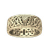 Celtic Wild Thistle Floral Emblem Interlace Ladies 14K Yellow Gold Ring Band​