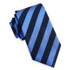 Cobalt Blue Black Diagonal Stripes Formal Wedding Straight Mens Neck Tie