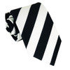 White Black Diagonal Wide Stripes Formal Wedding Straight Mens Neck Tie