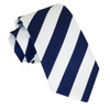 White Navy Blue Diagonal Stripes Formal Wedding Straight Mens Neck Tie