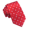 Cherry Red White Polka Dots Formal Wedding Straight Mens Neck Tie