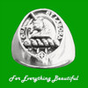 Clan Badge Raised Relief Oval Clan Crest 10K White Gold Mens Ring