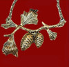 Acorn Branch Design Antiqued Brass Gold Plated Necklace Acorn Branch Design Antiqued Brass Gold Plated Necklace