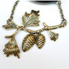Acorn Branch Design Antiqued Brass Gold Plated Necklace Acorn Branch Design Antiqued Brass Gold Plated Necklace