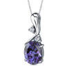 Alexandrite Oval Cut Cubic Zirconia Curved Modern Detail Sterling Silver Pendant