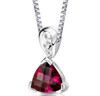 Red Ruby Trillion Cut Fancy Detail Sterling Silver Pendant