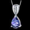 Alexandrite Pear Cut Cubic Zirconia Detail Sterling Silver Pendant