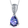 Alexandrite Pear Cut Cubic Zirconia Detail Sterling Silver Pendant
