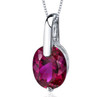 Red Ruby Oval Cut Simple Detail Sterling Silver Pendant