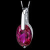 Red Ruby Oval Cut Simple Detail Sterling Silver Pendant