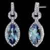 Alexandrite Marquis Cubic Zirconia Border Sterling Silver Earrings