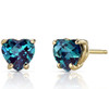 Alexandrite Heart Cut Stud 14K Yellow Gold Earrings