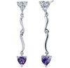 Alexandrite Heart Purple Cubic Zirconia Curved Sterling Silver Earrings