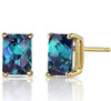 Alexandrite Radiant Cut Stud 14K Yellow Gold Earrings