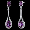 Alexandrite Oval Cut Deep Pink Cubic Zirconia Spoon Sterling Silver Earrings