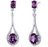 Alexandrite Oval Cut Deep Pink Cubic Zirconia Spoon Sterling Silver Earrings