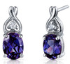 Alexandrite Oval Purple Cubic Zirconia Kiss Sterling Silver Earrings