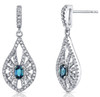 Alexandrite Oval Cut White Topaz Chandelier 14K White Gold Earrings