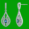 Alexandrite Oval Cut White Topaz Chandelier 14K White Gold Earrings
