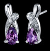 Alexandrite Pear Deep Pink Zirconia Cross Sterling Silver Earrings
