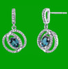 Alexandrite Oval Cut White Topaz Dual Halo 14K White Gold Earrings