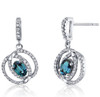 Alexandrite Oval Cut White Topaz Dual Halo 14K White Gold Earrings