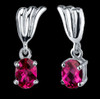 Red Ruby Oval Cut Plume Accent Sterling Silver Earrings