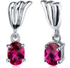 Red Ruby Oval Cut Plume Accent Sterling Silver Earrings